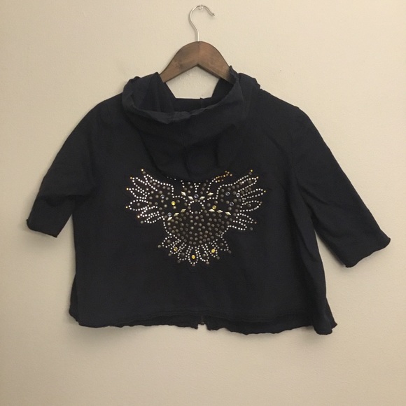 Free People Oversized Crop Studded Hoodie XS - Picture 3 of 15